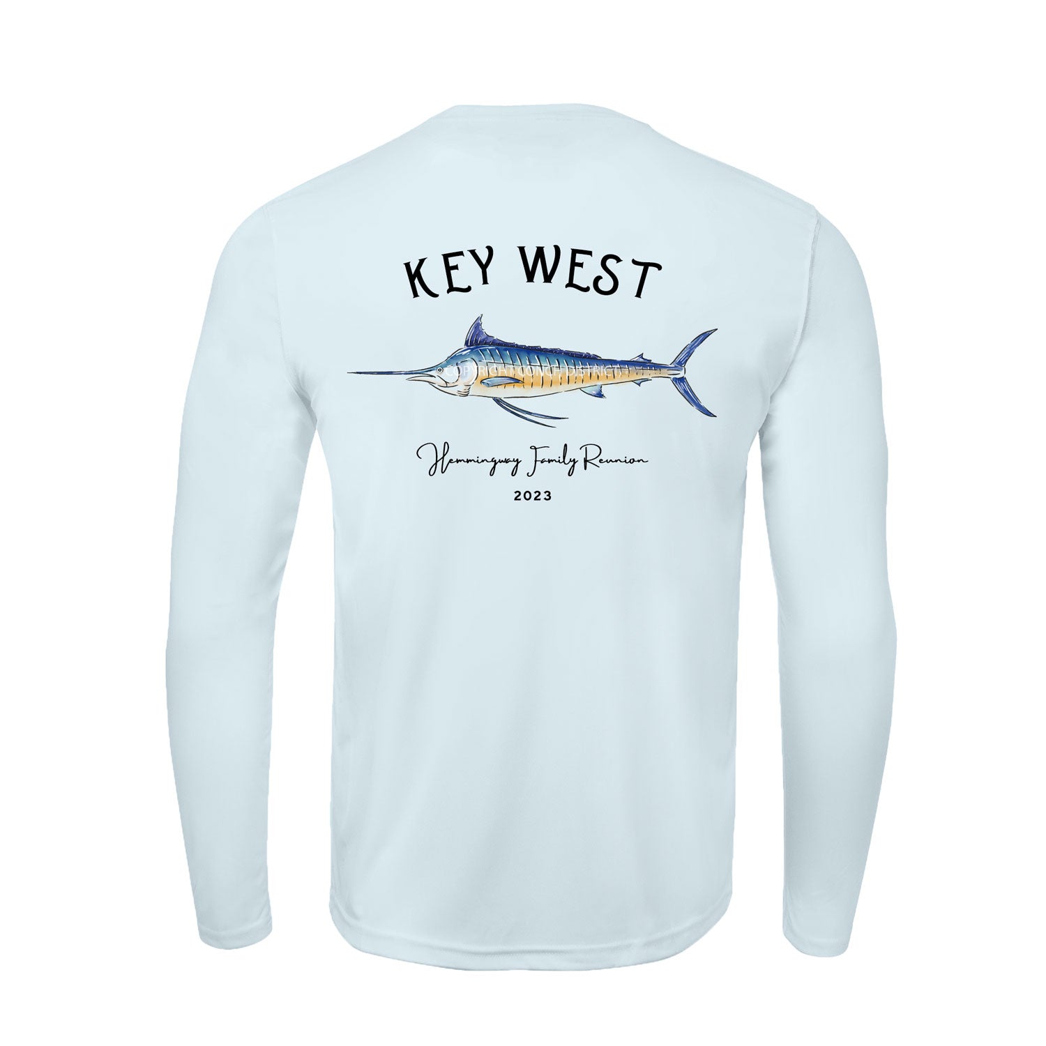 Men's Custom Marlin UPF50+ Shirt – Add Your Location & Event Text
