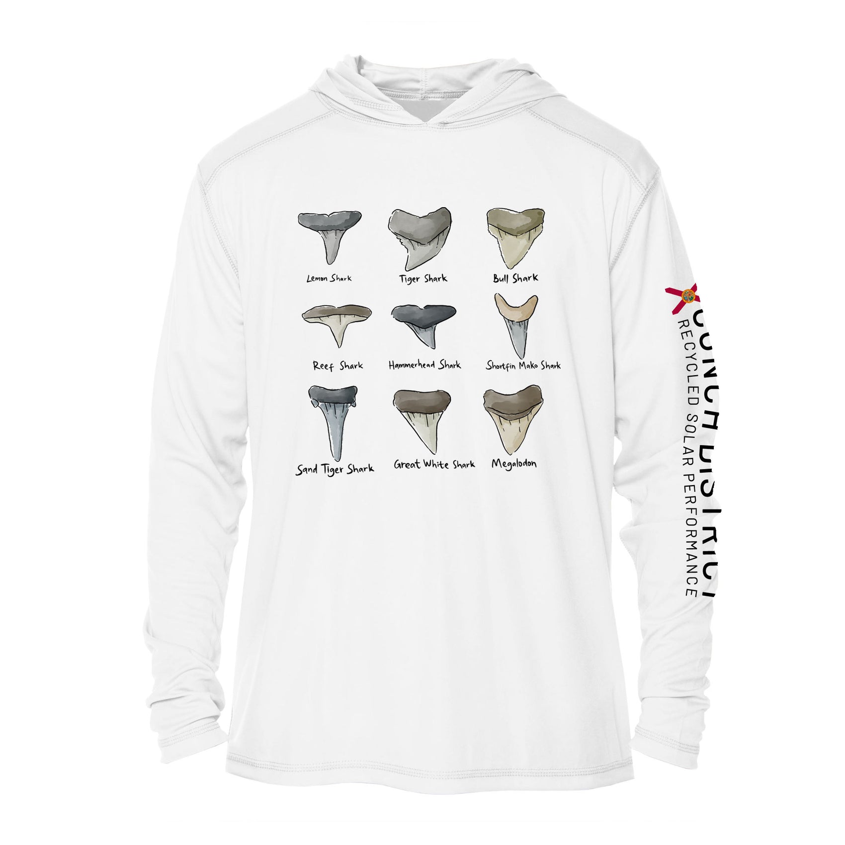 Shark Tooth Identification Hoodie | Mens Recycled Solar Performance