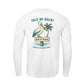 Men’s UPF 50+ shirt with “Isle Be Back!” Isle of Palms pelican design, recycled sun protection apparel