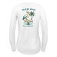 Women's UPF 50+ shirt with “Isle Be Back!” Isle of Palms pelican design, recycled sun protection apparel
