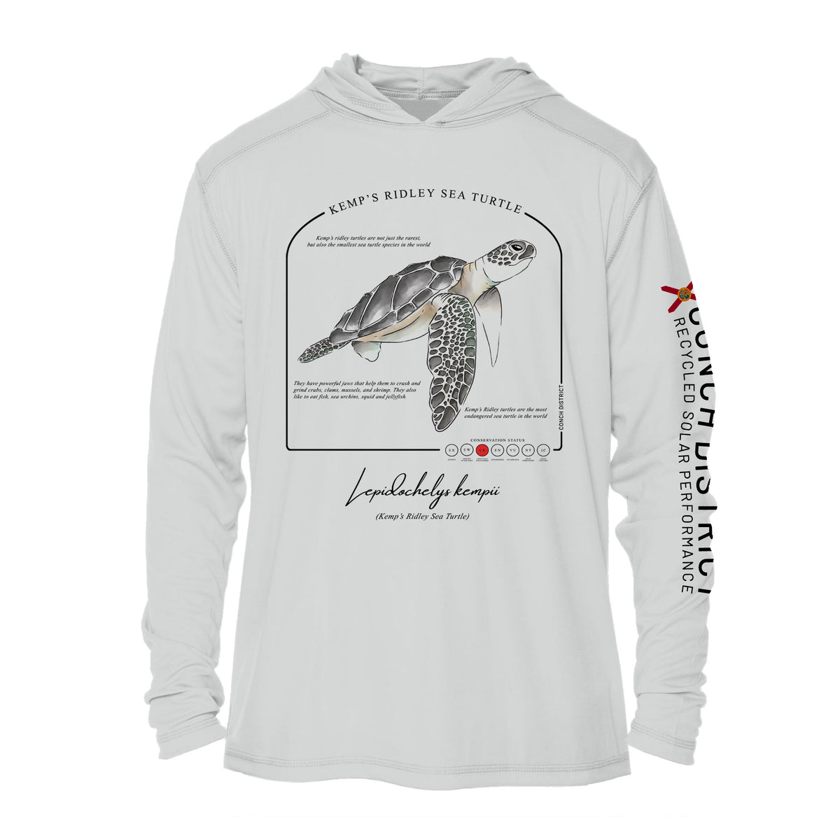 Kemps Ridley Sea Turtle Conservation Status Hoodie | Mens Recycled Solar Performance