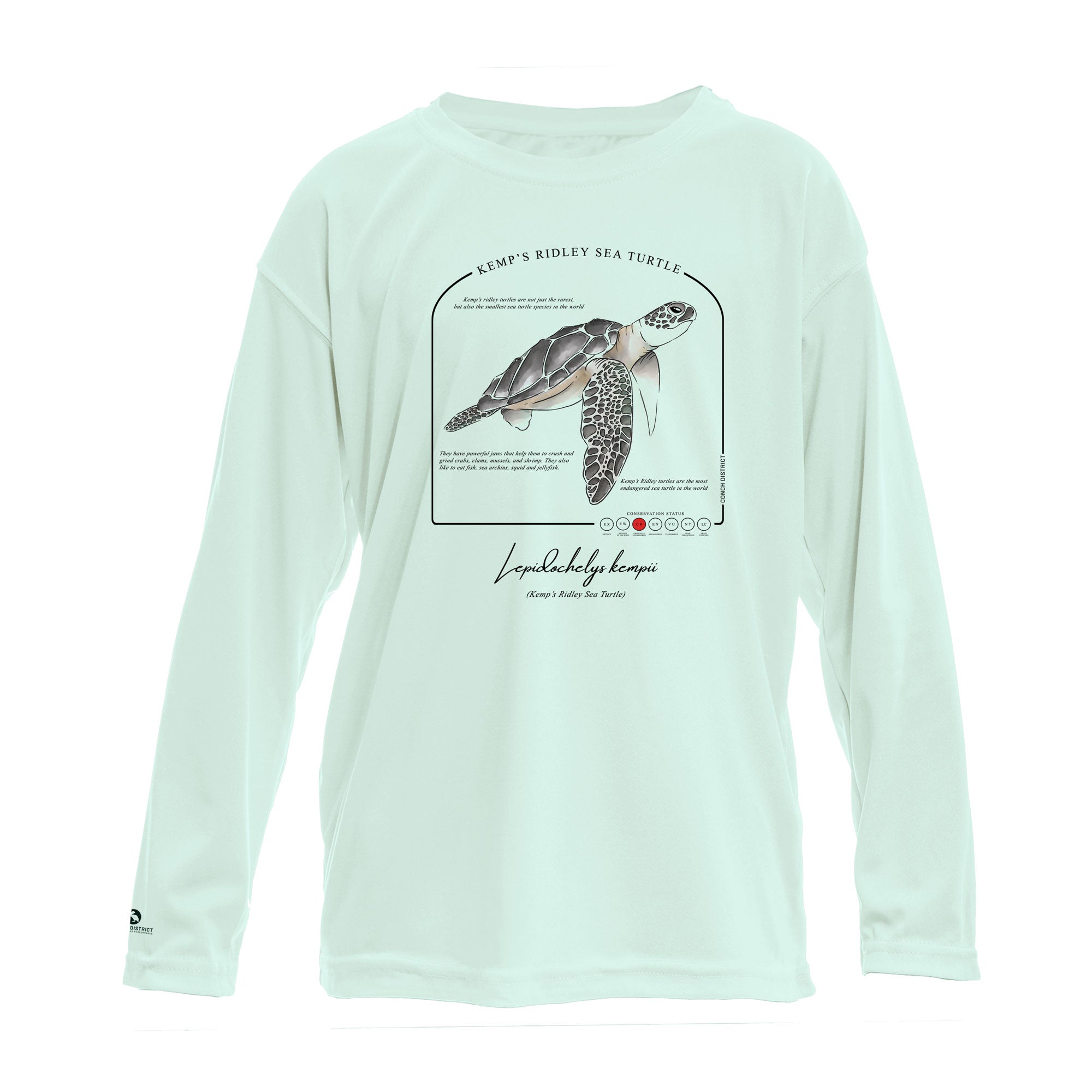 Kemps Ridley Sea Turtle Conservation Status UPF 50+ Sun Protection Shirt Toddler & Youth