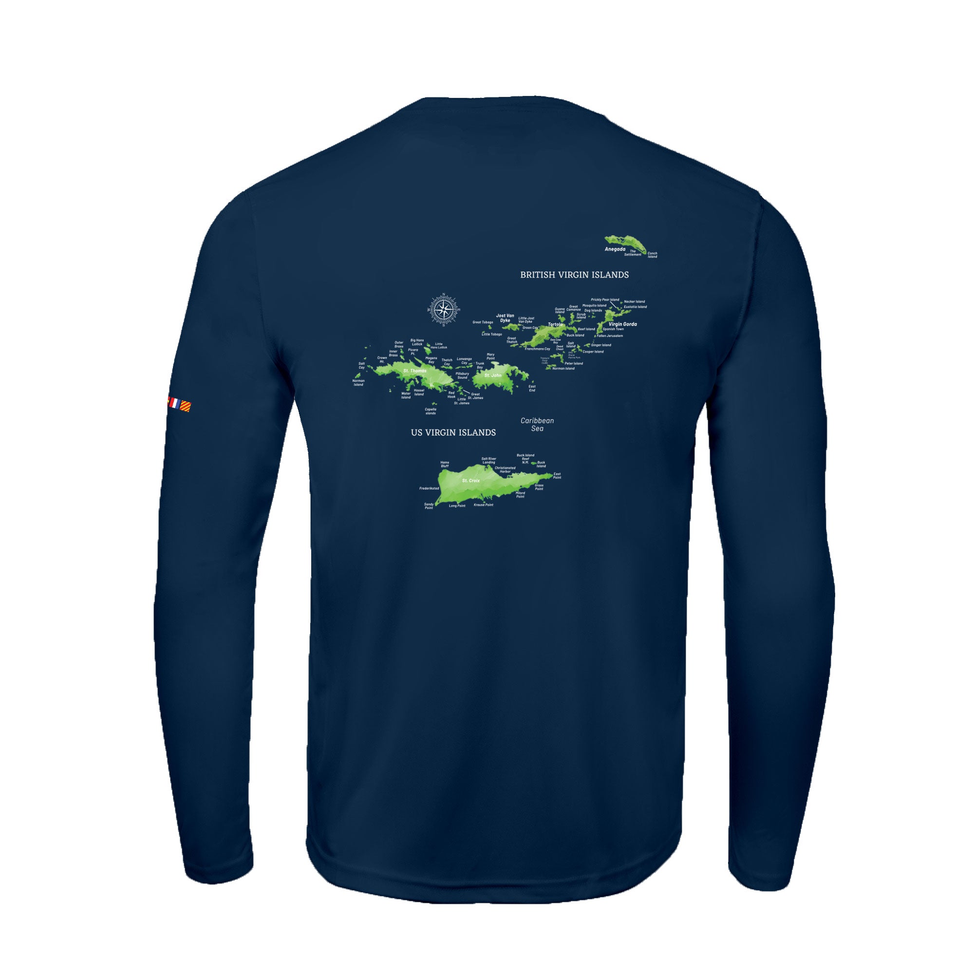 USVI BVI Map UPF 50+ Sun Protection Shirt