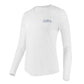 Custom long sleeve UPF50+ sun protection shirt made from recycled polyester featuring a flounder design titled "The Flounder of Sunset Island – Ocean City, MD." All text is customizable to include your family name, location, or favorite destination. Available in adult, youth, and toddler sizes in crewneck or hooded styles and multiple colors.