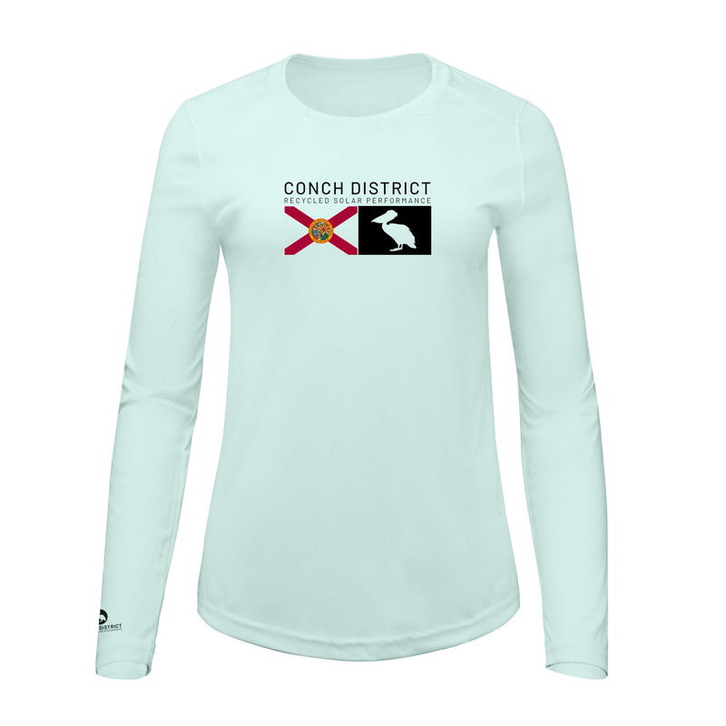 Conch District Florida Flag Logo Tee | Womens Recycled Solar Performance