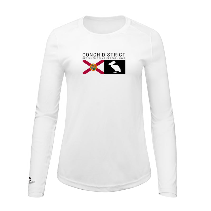 Conch District Florida Flag Logo Tee | Womens Recycled Solar Performance