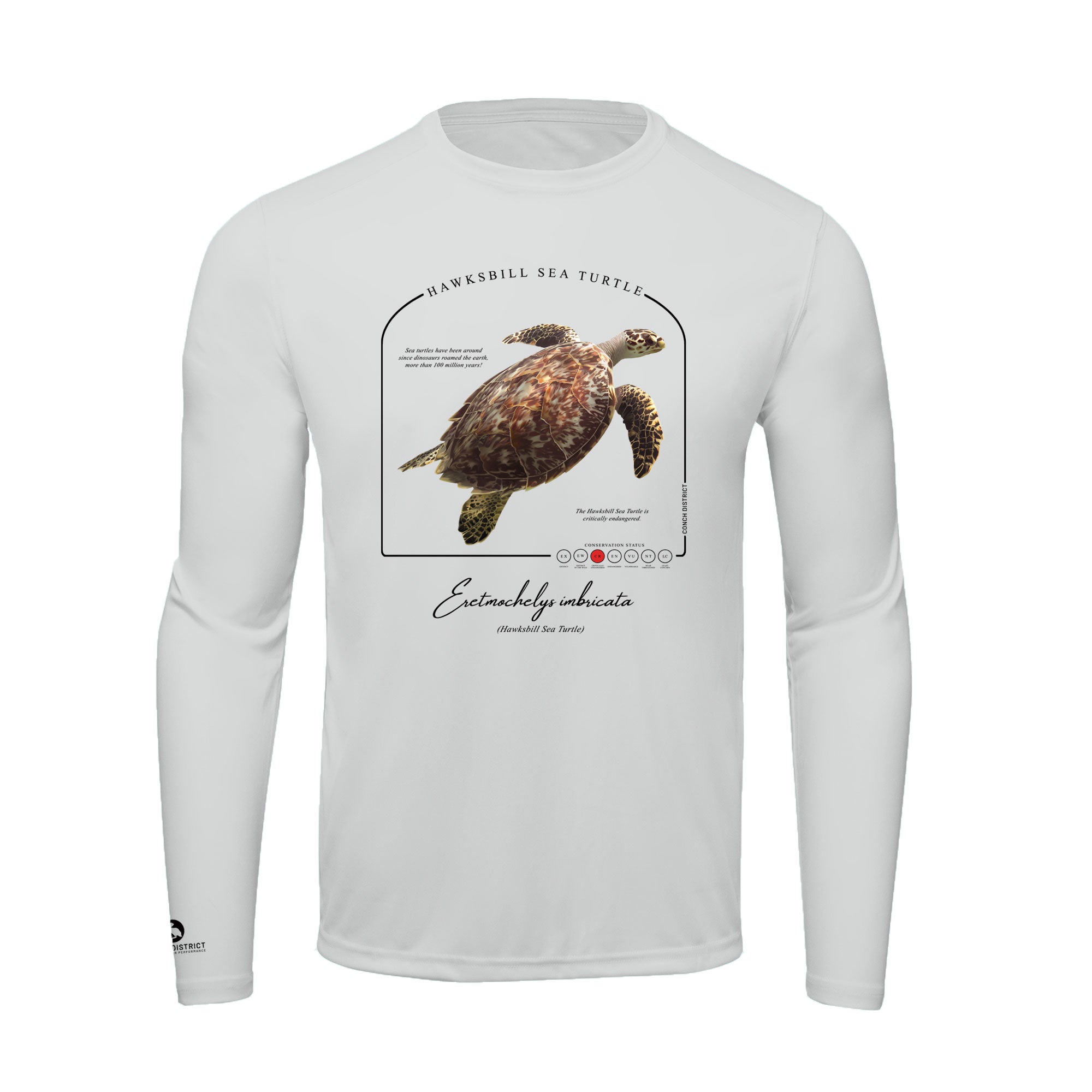 Hawksbill Sea Turtle Conservation Status shirt | Mens Recycled Solar Performance