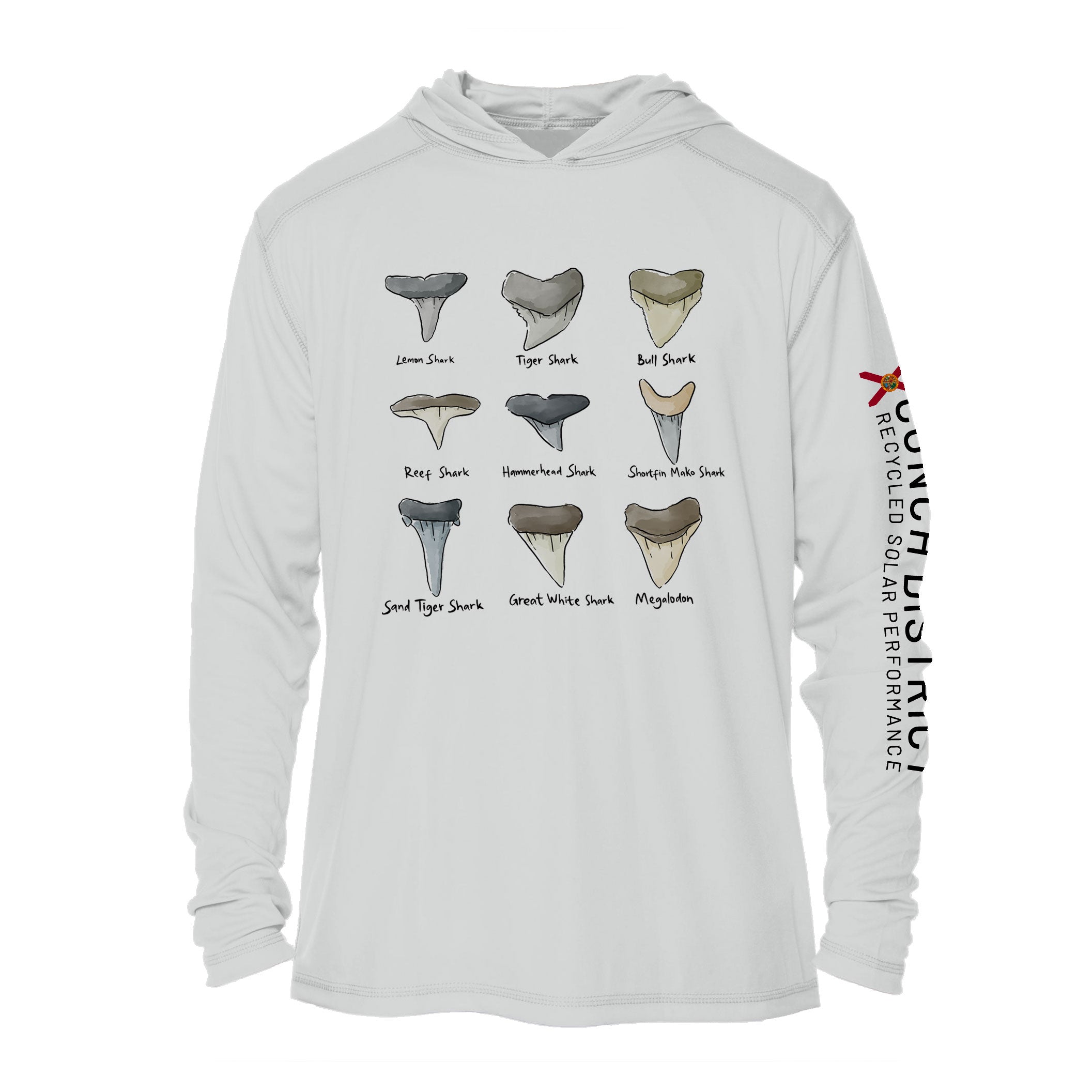 Shark Tooth Identification Hoodie | Mens Recycled Solar Performance