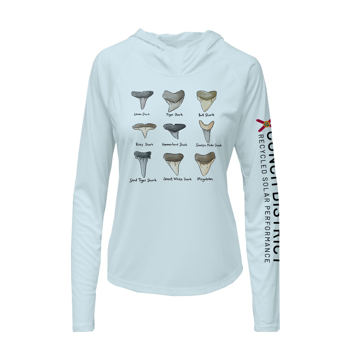 Shark Tooth Identification Hoodie | Womens Recycled Solar Performance