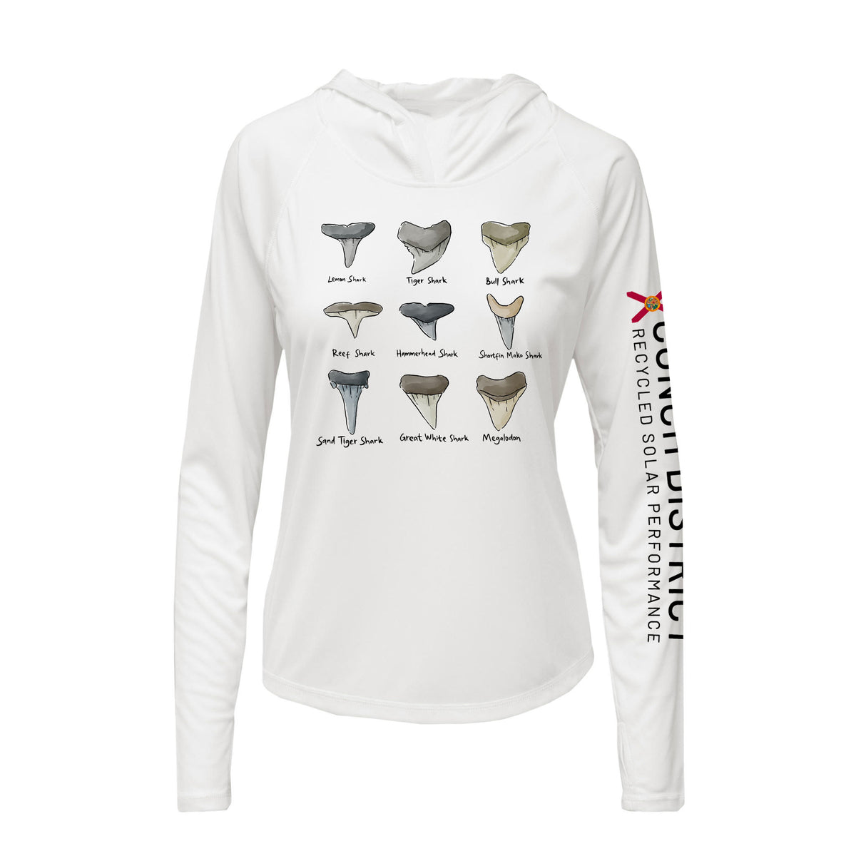 Shark Tooth Identification Hoodie | Womens Recycled Solar Performance