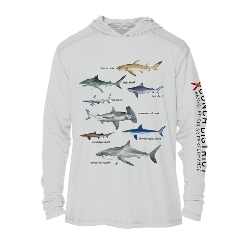 Types of Sharks UPF 50+ Sun Protection Hoodie Youth