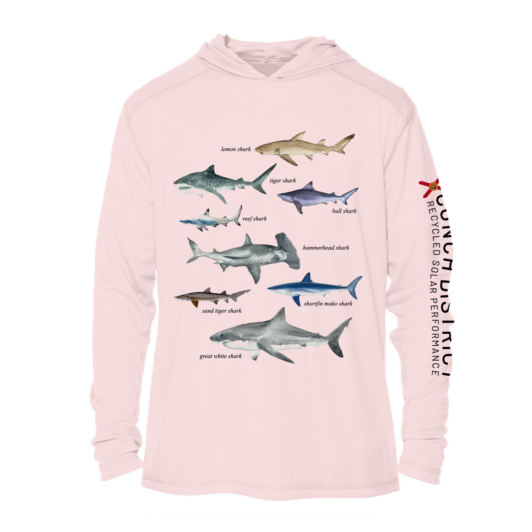 Types of Sharks UPF 50+ Sun Protection Hoodie Youth