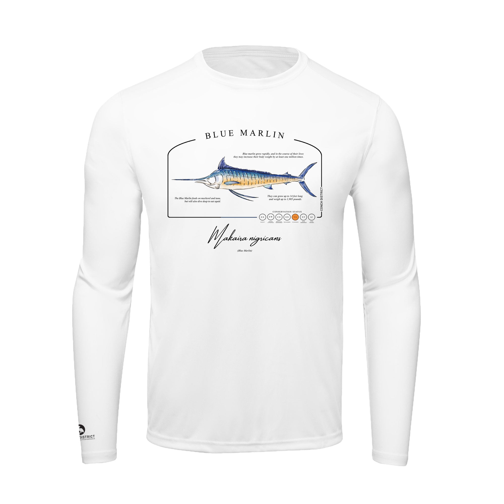 Blue Marlin Conservation Status Shirt | Mens Recycled Solar Performance