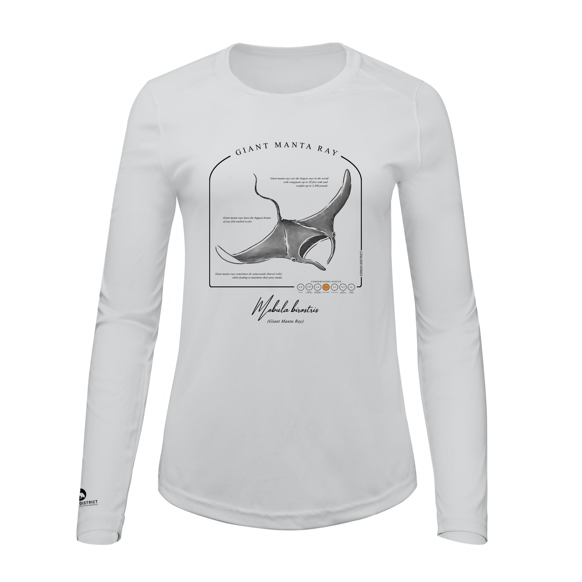 Giant Manta Ray Conservation Status Shirt | Womens Recycled Solar Performance