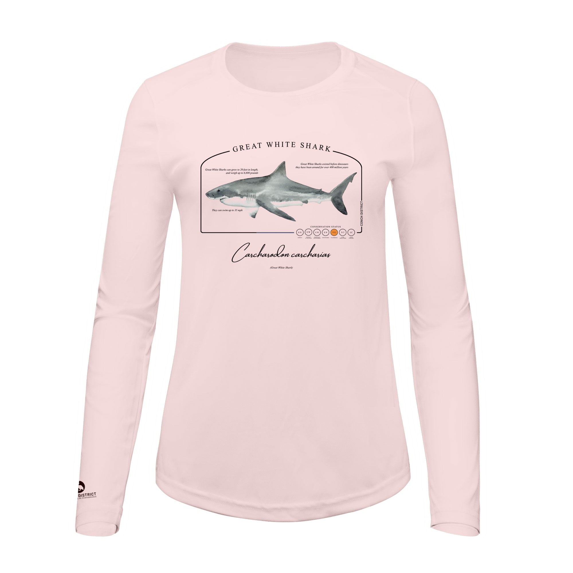 Great White Shark Conservation Status Shirt | Womens Recycled Solar Performance