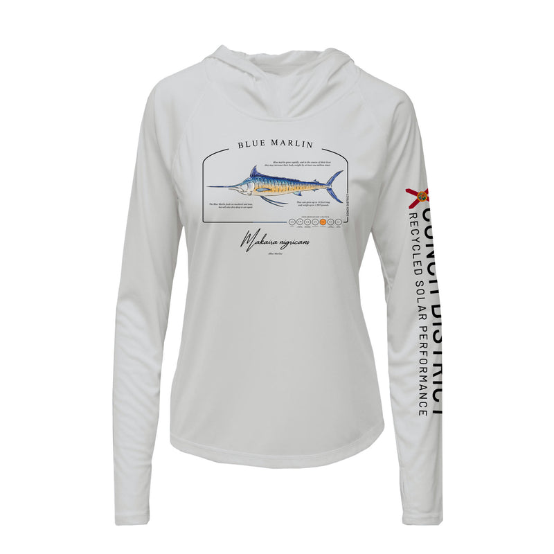 Blue Marlin Conservation Status Hoodie | Womens Recycled Solar Performance
