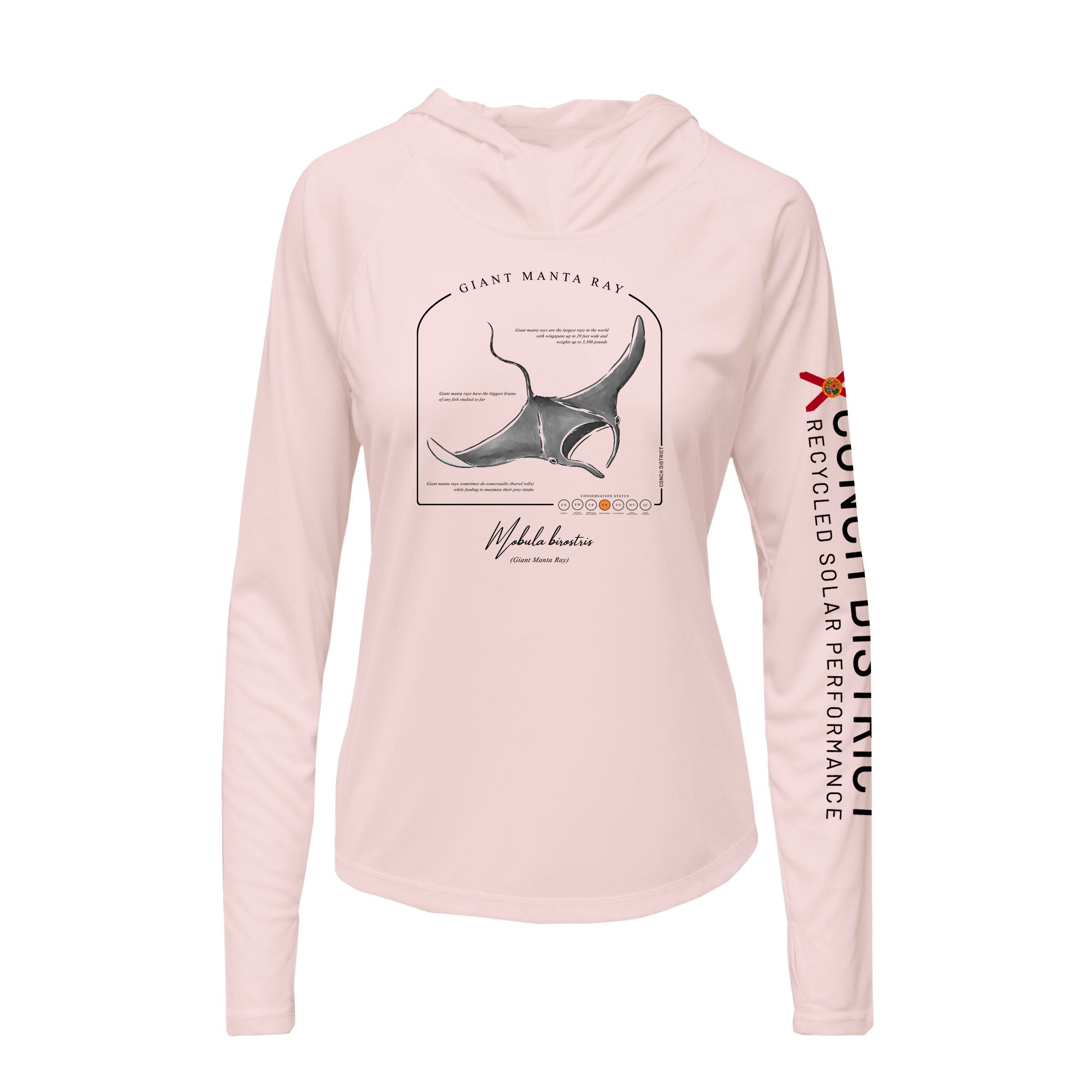 Giant Manta Ray Conservation Status Hoodie | Womens Recycled Solar Performance