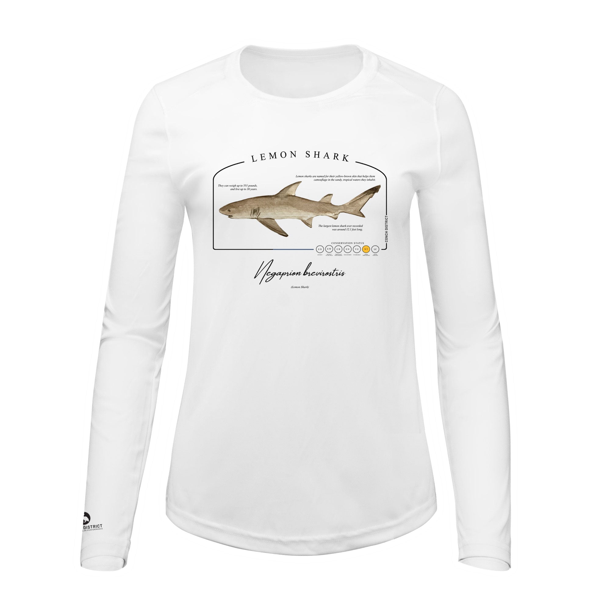 Lemon Shark Conservation Status Shirt | Womens Recycled Solar Performance