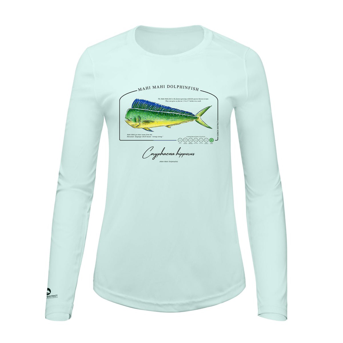 Mahi Mahi Dolphinfish Conservation Status Shirt | Womens Recycled Solar Performance