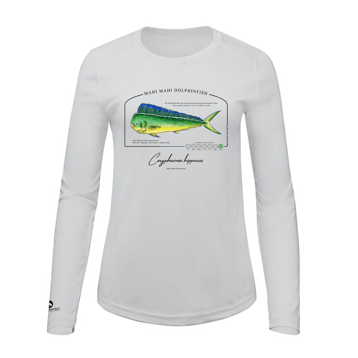 Mahi Mahi Dolphinfish Conservation Status Shirt | Womens Recycled Solar Performance