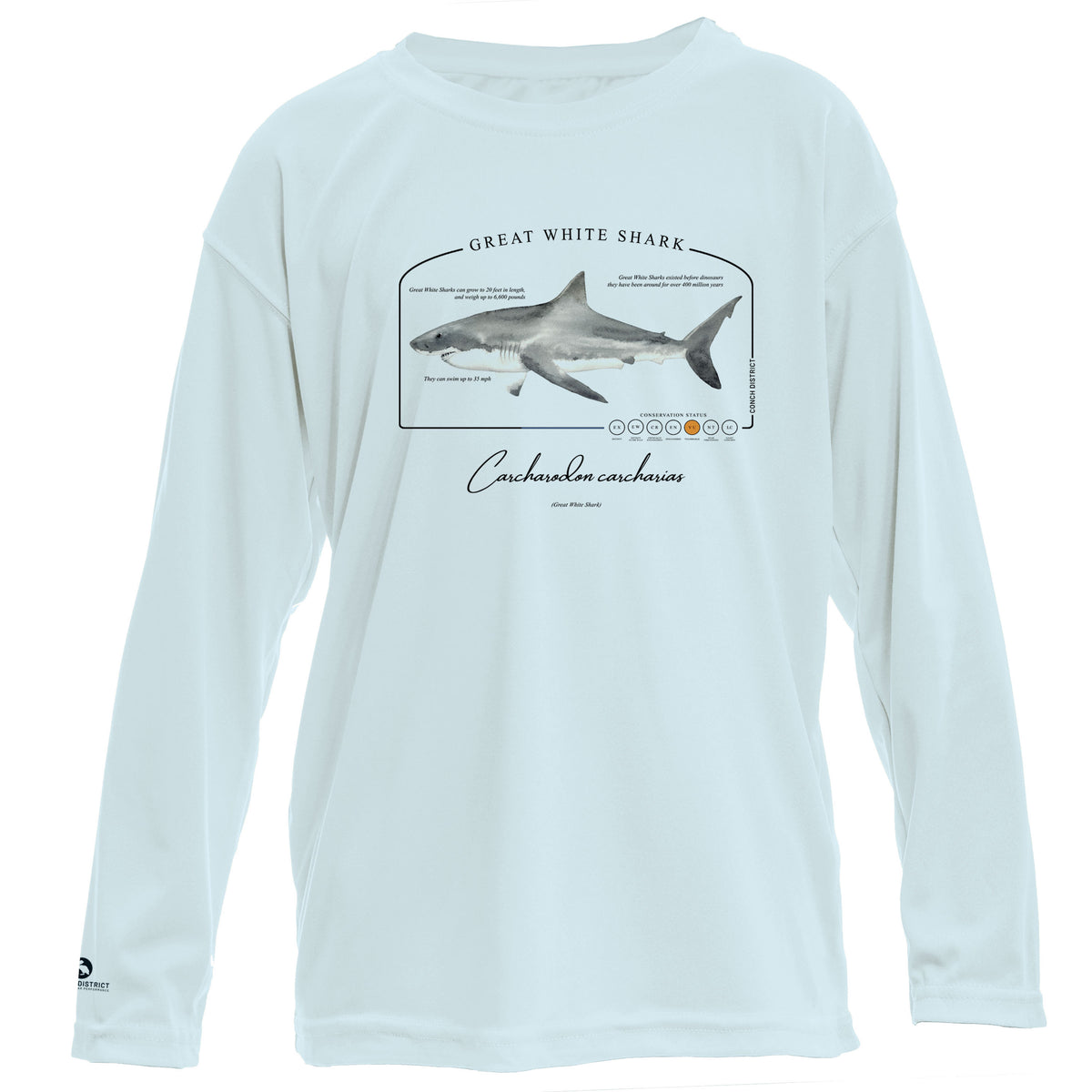 Great White Shark Conservation Status UPF 50+ Sun Protection Shirt Toddler & Youth