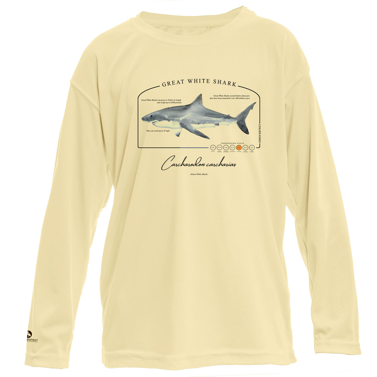 Great White Shark Conservation Status UPF 50+ Sun Protection Shirt Toddler & Youth