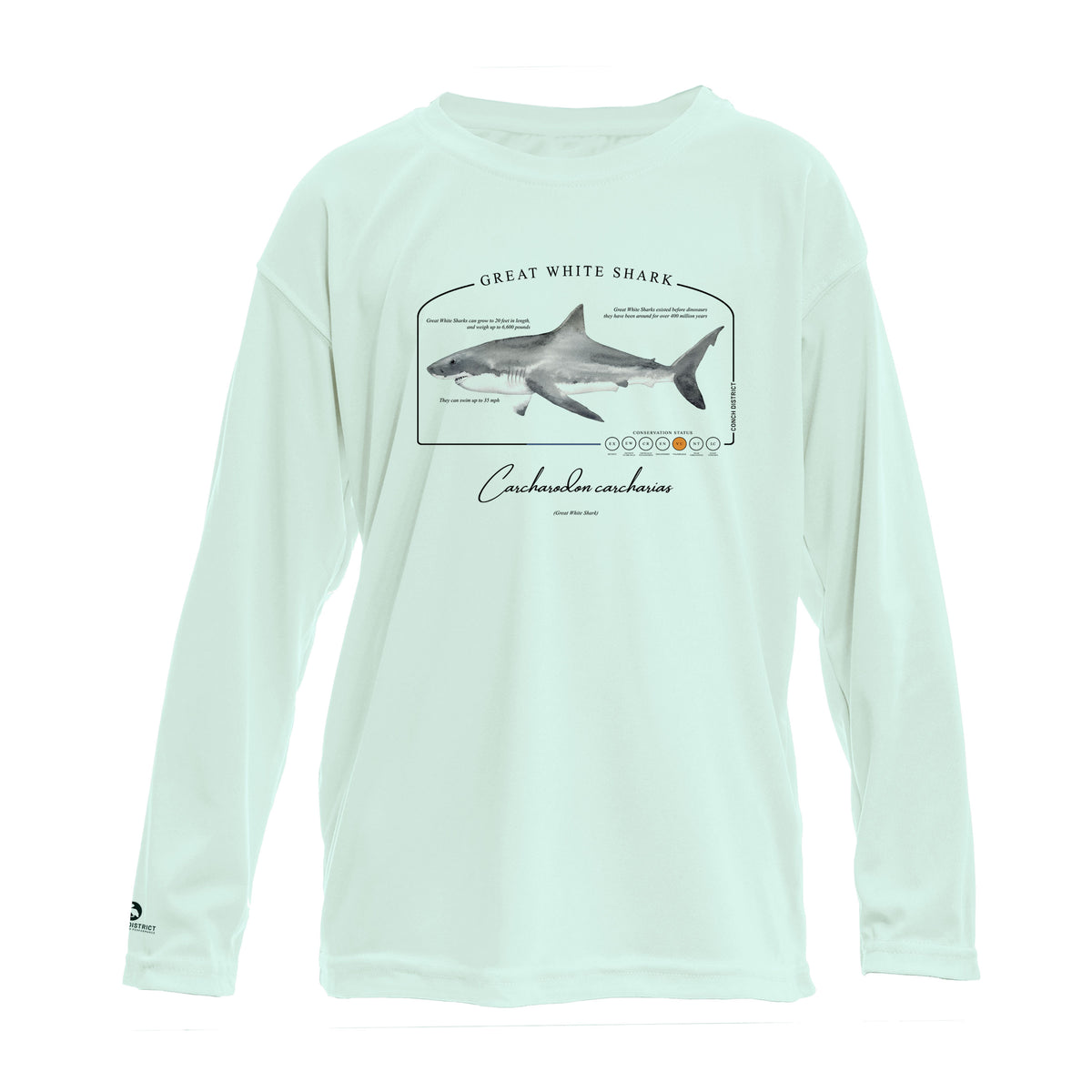 Great White Shark Conservation Status UPF 50+ Sun Protection Shirt Toddler & Youth