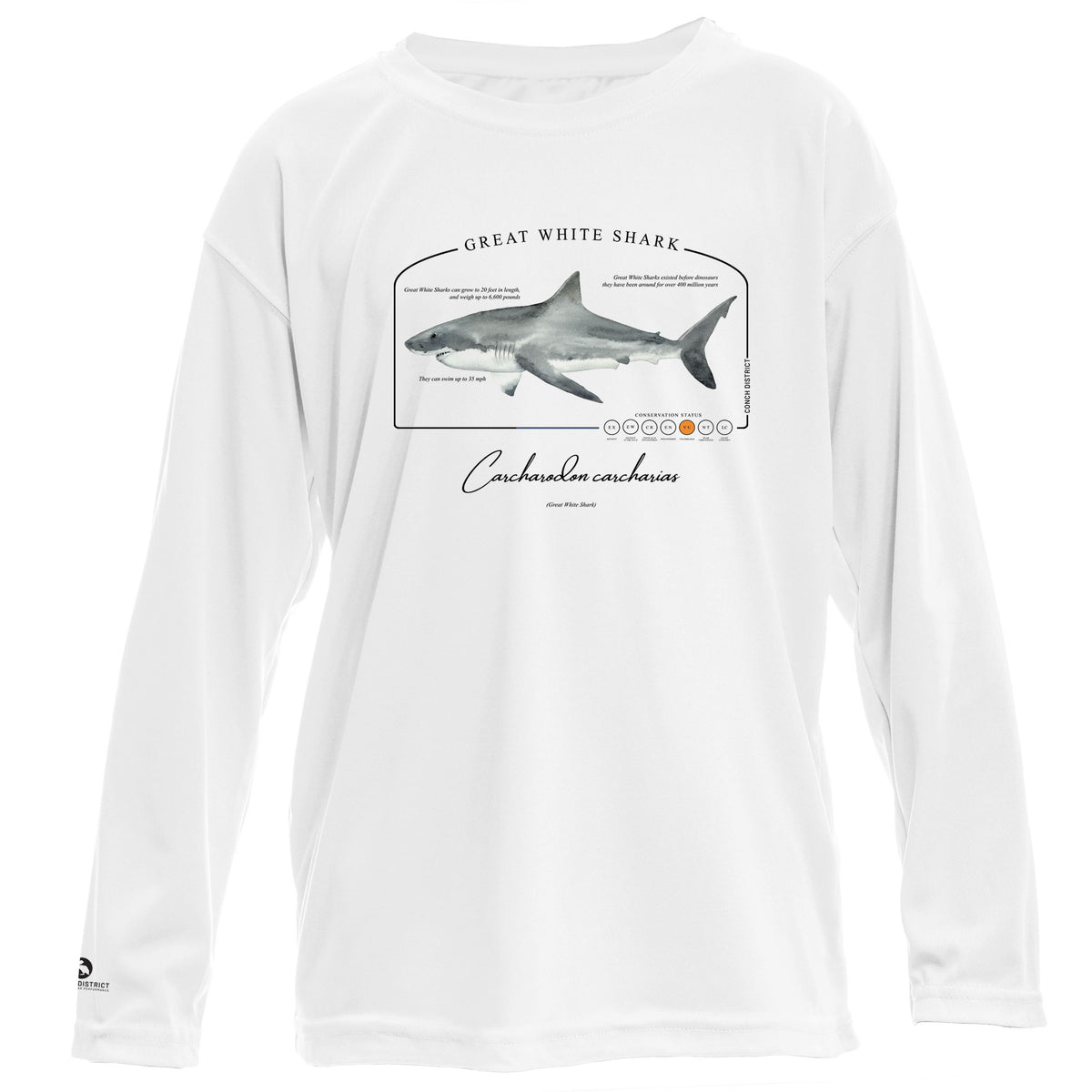 Great White Shark Conservation Status UPF 50+ Sun Protection Shirt Toddler & Youth