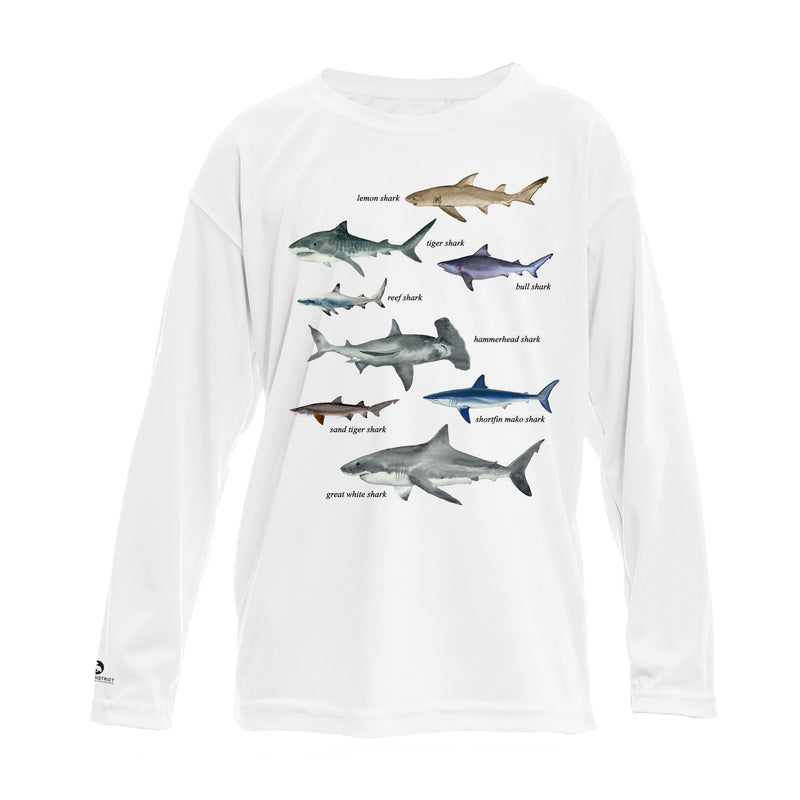 Types of Sharks UPF 50+ Sun Protection Shirt Toddler & Youth